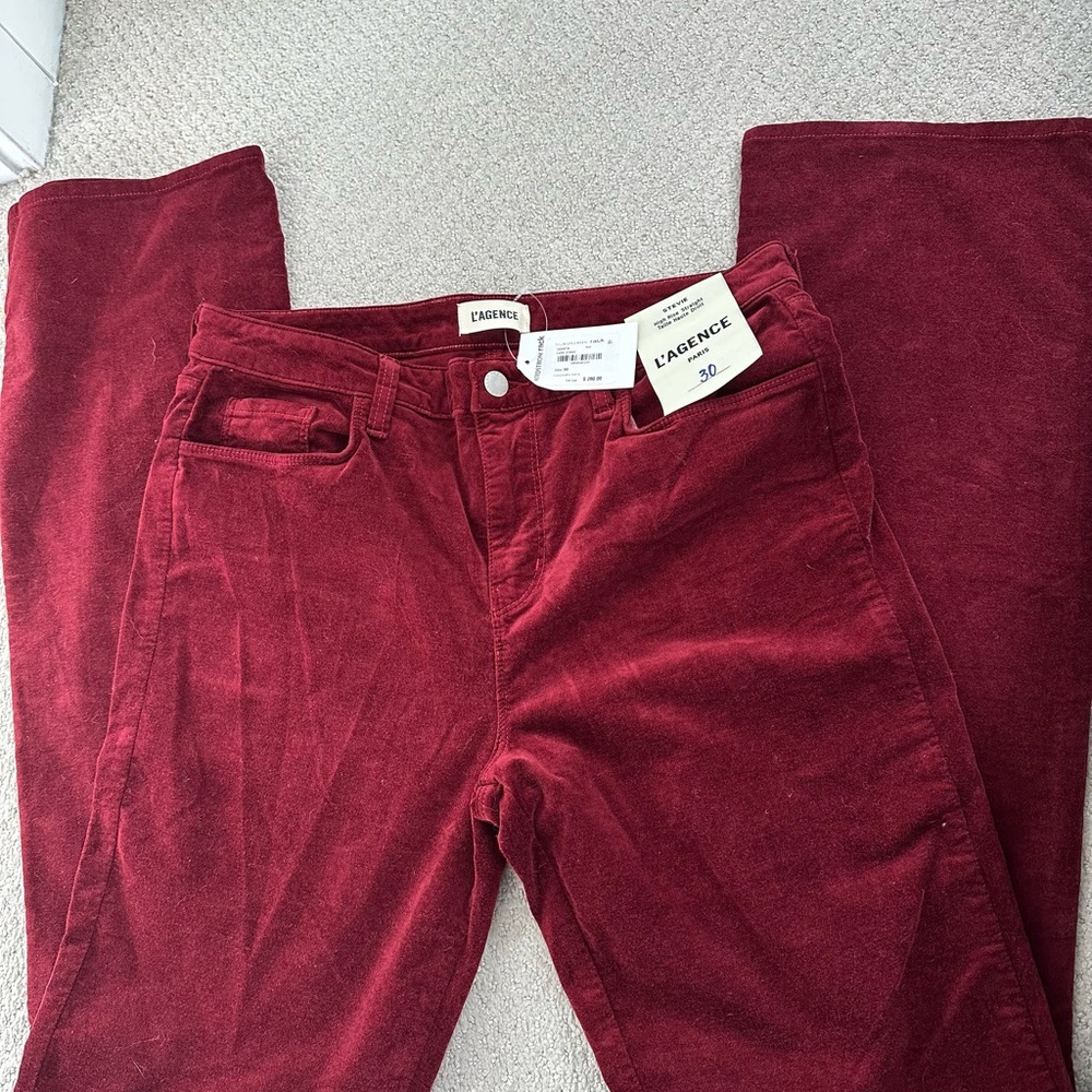 L'AGENCE Dark Red Corduroy Pants